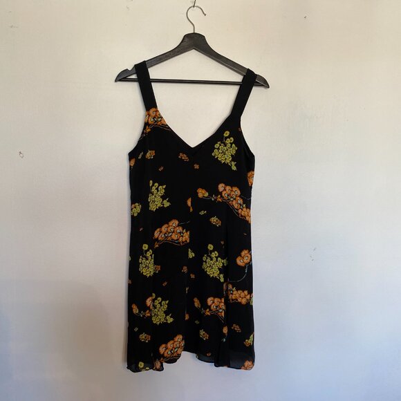 A.L.C Black Silk Mini Floral Print Serena Dress Size 4 - Picture 9 of 9